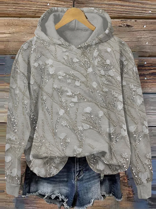 Women's Floral Abstract Print Casual Long Sleeve Hoodie