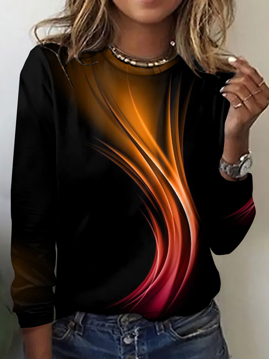 Geometric Crew Neck Cotton Vintage T-Shirt