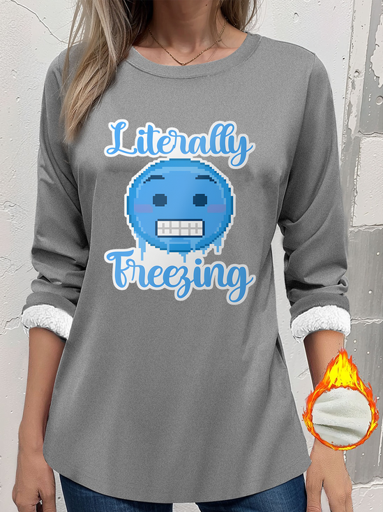 Women's Thickened Pullover Casual Comfort Long Sleeve Round Neck Regular Top