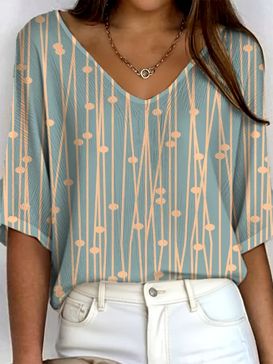 Women's Ribbed T-Shirt Casual Comfort 3/4 Sleeves Regular Top