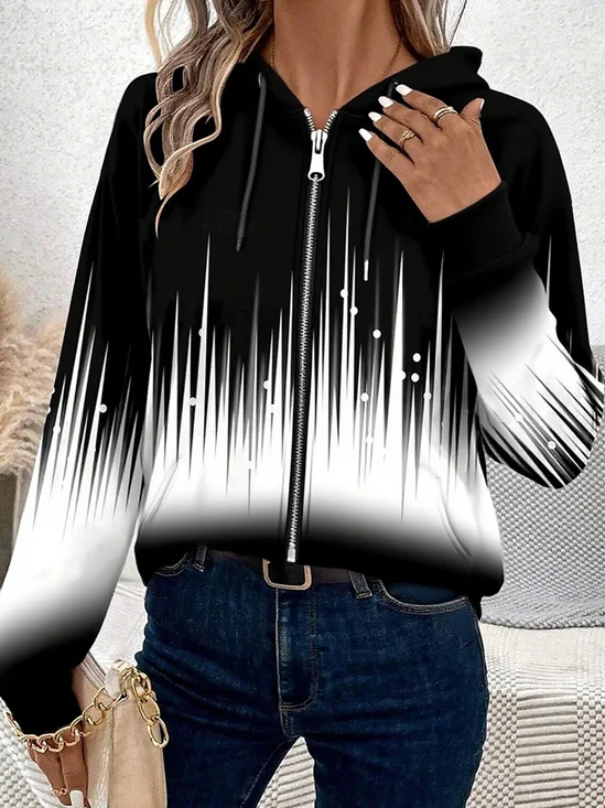 Women's Gradient Pattern Hooded Jacket Casual Comfort Regular Sweatshirt