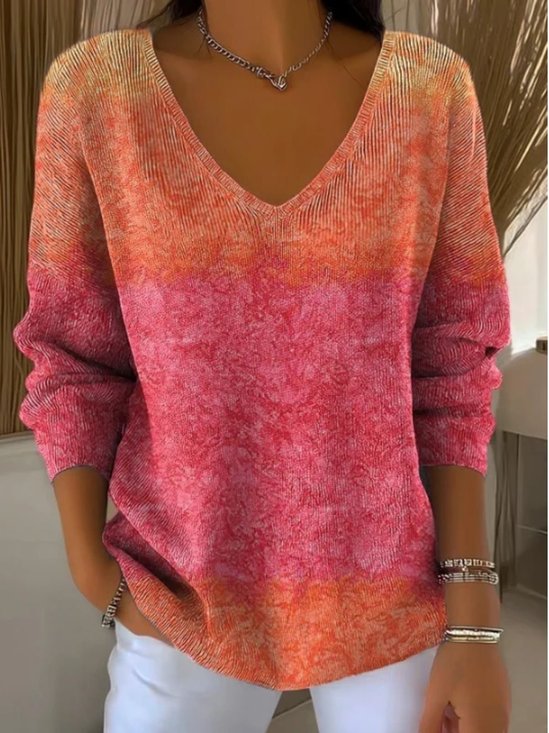V Neck Cotton Casual Sweater