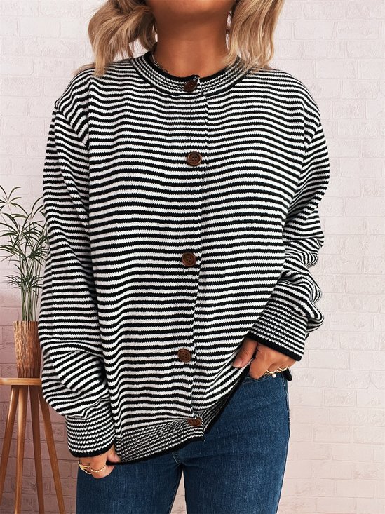 Striped Regular Fit Casual Cardigan
