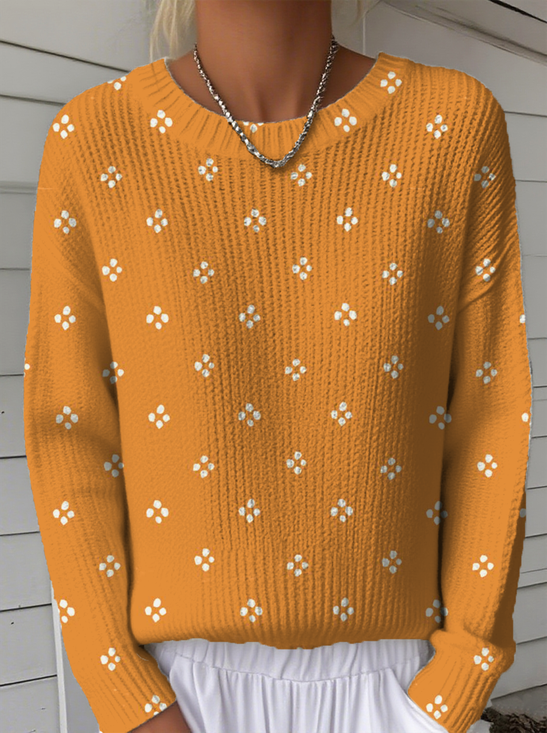 Women's Autumn Pattern Crewneck Sweater Casual Comfort Regular Pullover Sweatshirt