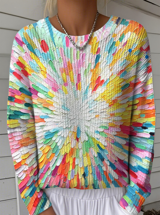 Women's Abstract Contrast Pattern Pullover Sweater Regular Autumn/Winter Top