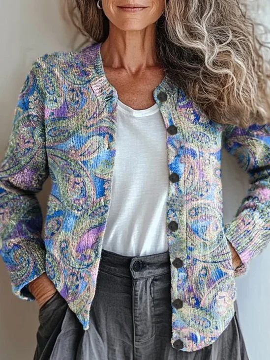 Paisley Regular Fit Casual Cardigan