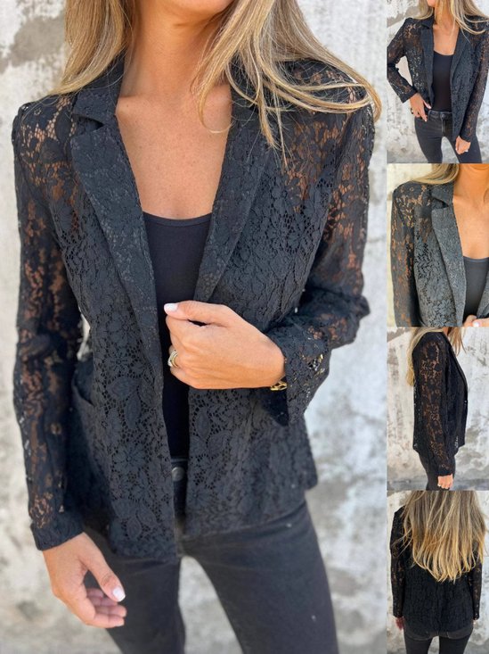 Loose Others Casual Fashionable And Casual Solid Color Lace Suit Blazer