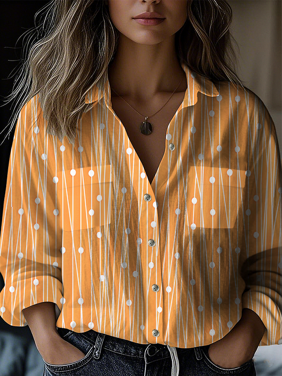 Women's Everyday Line Pattern Loose Shirt Fashionable Regular Fit Top