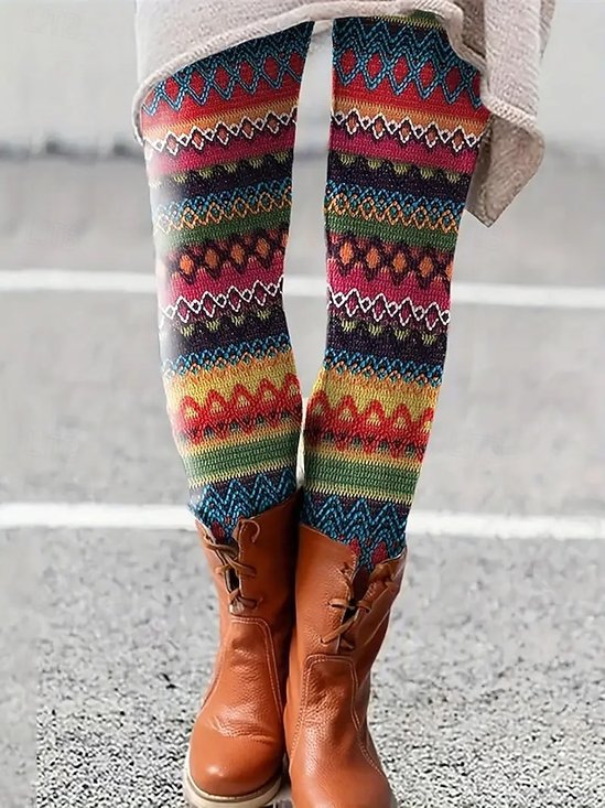 Color Block Casual Tight Leggings