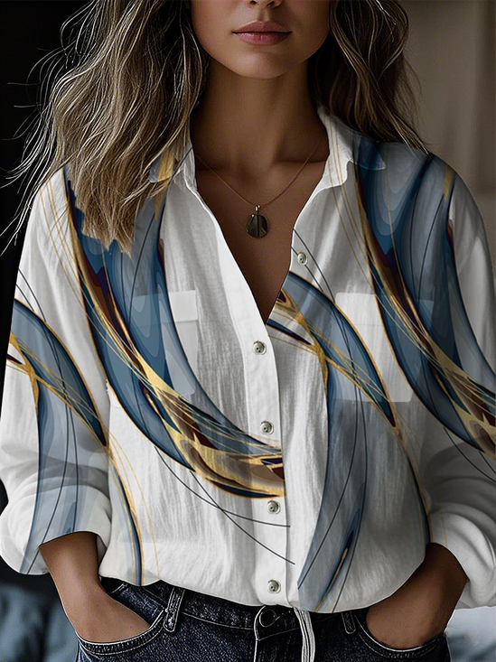 Women's Retro Print Loose Shirt Fashion Regular Fit Top