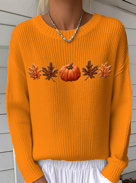 Women's Halloween Pattern Pullover Crew Neck Long Sleeve Sweatshirt Regular Fit Top