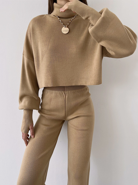Women's Autumn And Winter High Collar Trousers Trousers Two-Piece Casual Fashion Suit