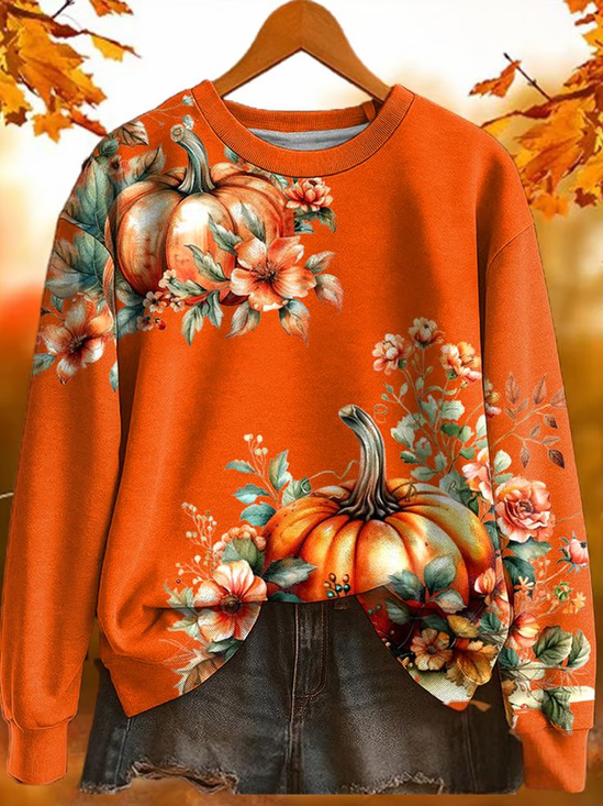 Crew Neck Loose Casual Halloween Sweatshirt