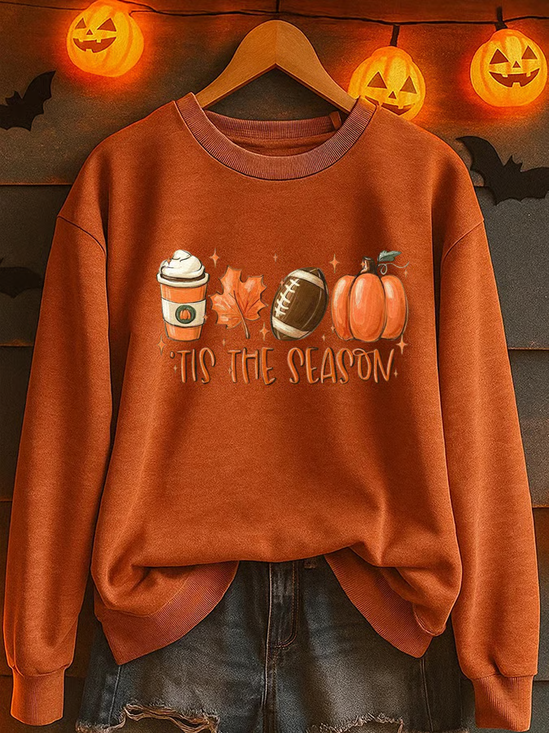 Women's Halloween Autumn Print Crew Neck Long Sleeve Sweatshirt