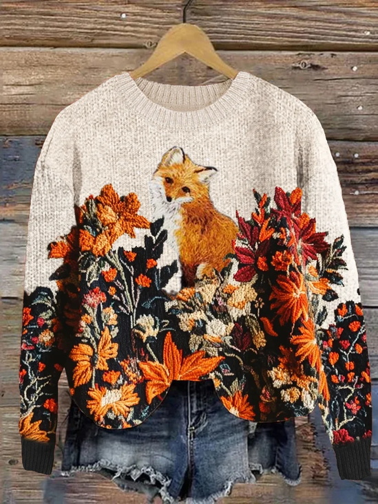 Regular Fit Crew Neck Casual Knitted Sweater