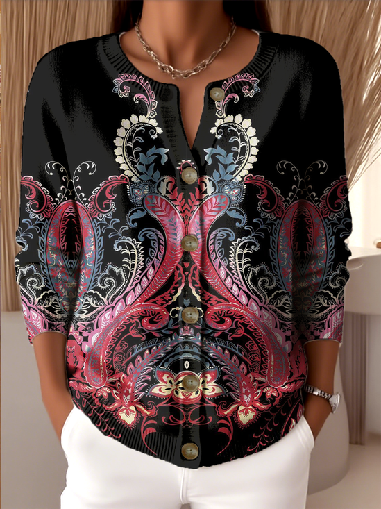 Vintage Loose Gradient Pattern Cardigan