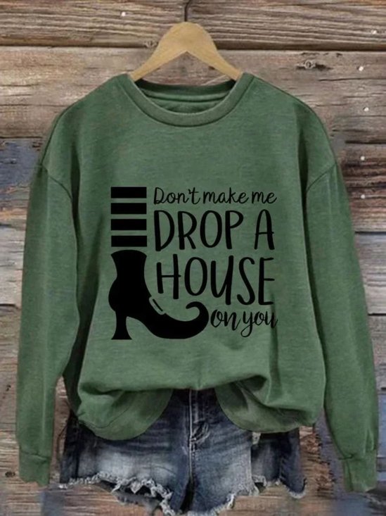 Regular Fit Simple Halloween Cotton Sweatshirt