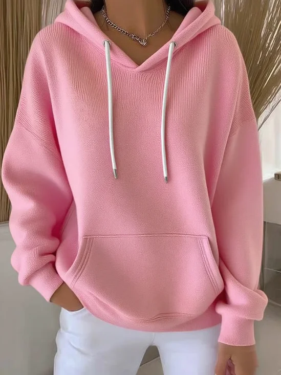 Women's Classic Casual Pocket Long Sleeve Hooded Sweatshirt