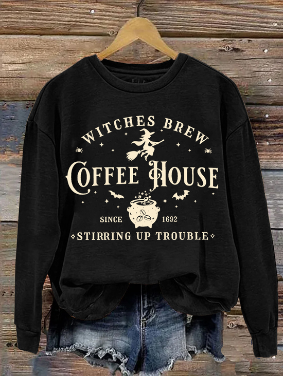 Women's Halloween Salem Witches Coffeea House Sweatshirt