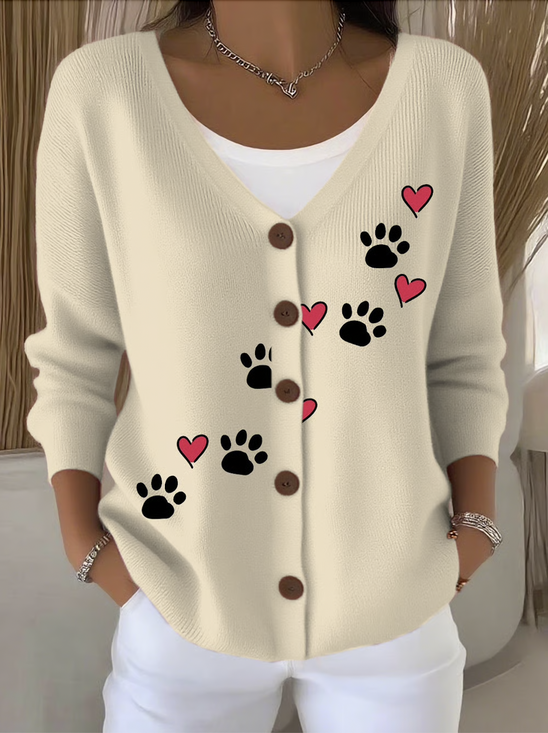 Regular Fit Cotton V Neck Casual Cardigan