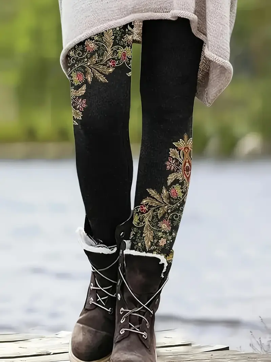 Casual Jersey Floral Tight Leggings