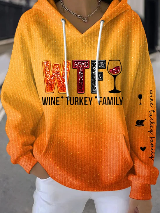 Women's Fall Thanksgiving Printed Hooded Sweatshirt