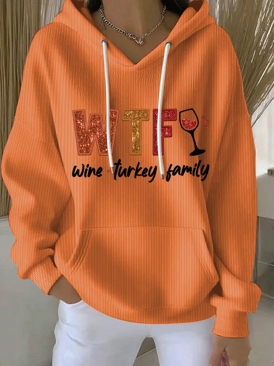 Women's Fall Thanksgiving Printed Hooded Sweatshirt
