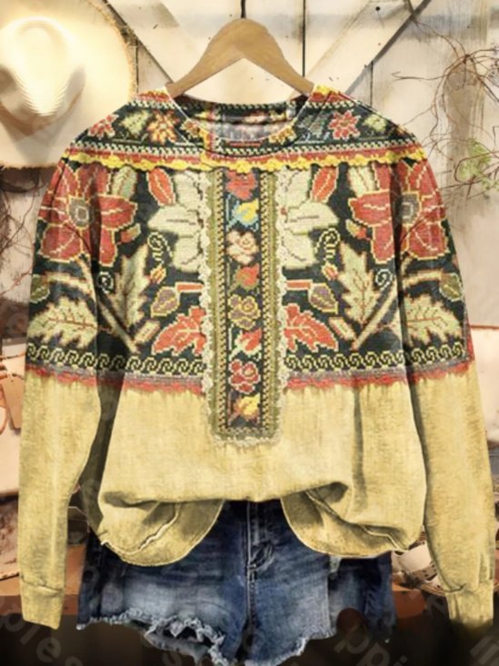 Regular Fit Vintage Floral Sweatshirt