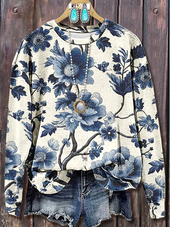 Floral Casual Sweatshirt