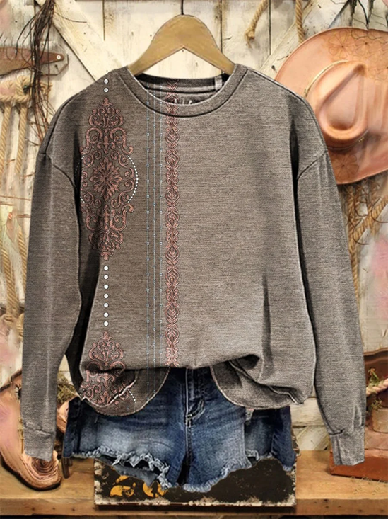 Loose Printing Ethnic Casual Sweatshirt