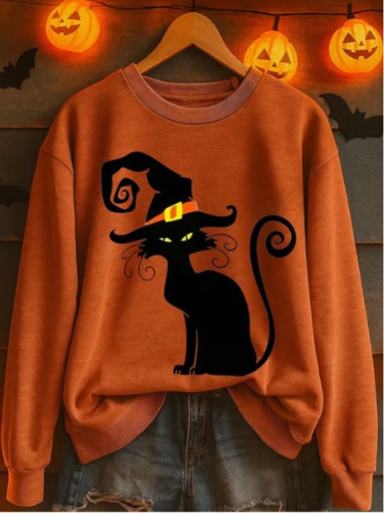 Ethnic Cat Regular Fit Cotton Sweatshirt