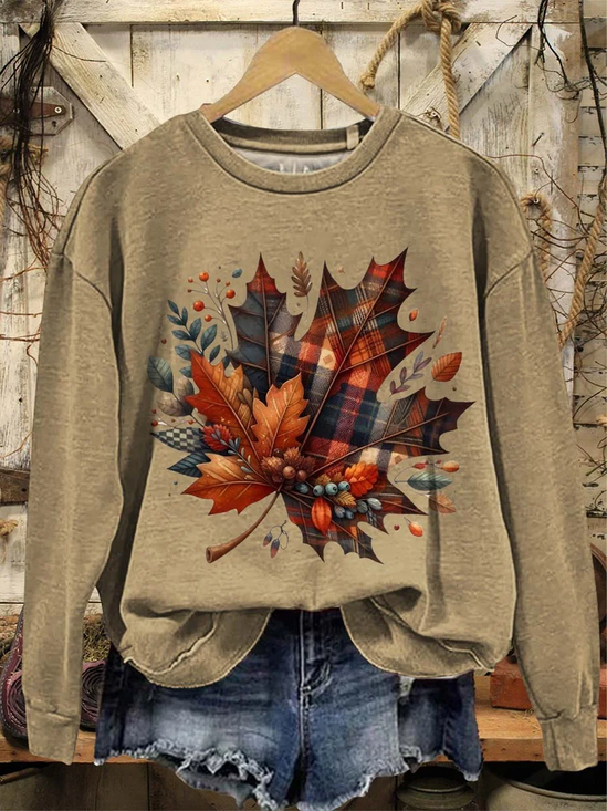 Crew Neck Casual Printing Sweatshirt