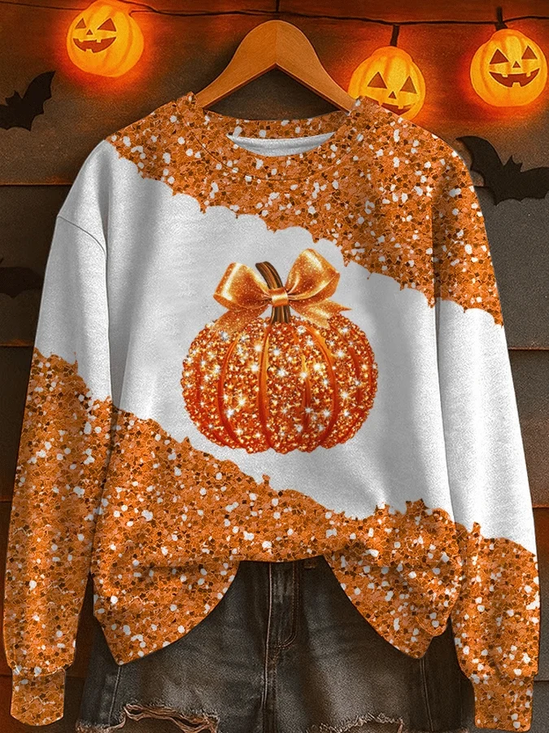 Halloween Crew Neck Casual Sweatshirt