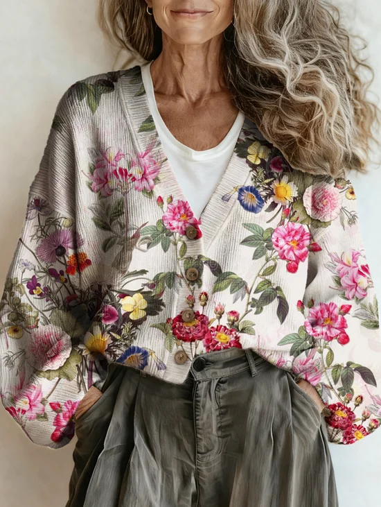Vintage Loose Floral Cardigan