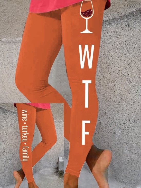 Women's Leggings with Vintage Turkey Holiday Pattern