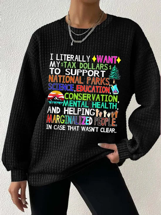 Women's Support National Parks Print Round Waffle Sweatshirt