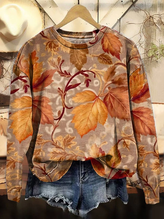 Casual Maple Leaf Printing Sweatshirt