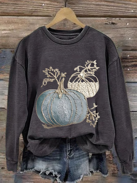 Crew Neck Halloween Printing Casual Sweatshirt