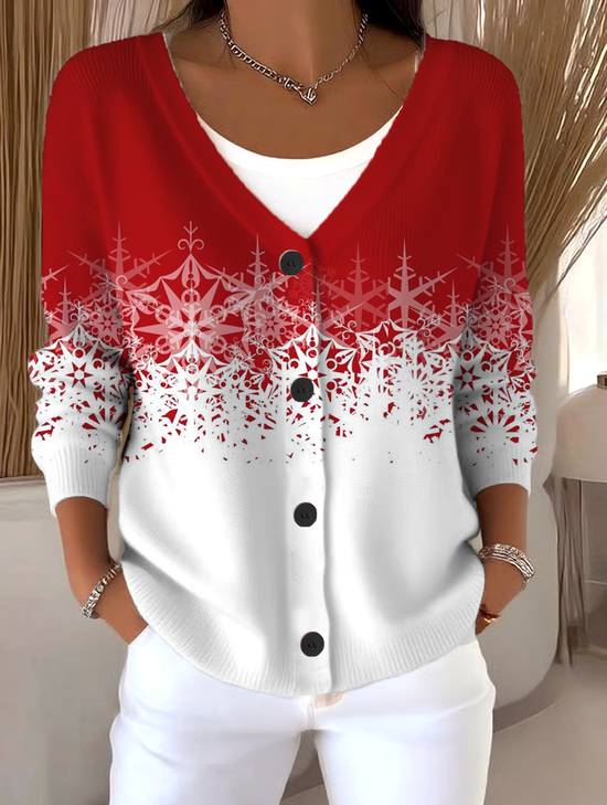 Loose Christmas V Neck Casual Cardigan