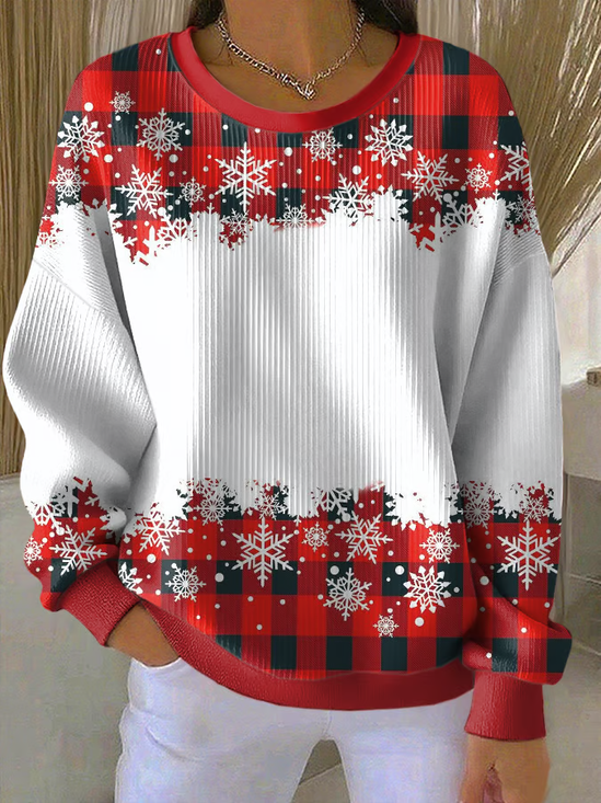 Women's Christmas Print Casual Crew Neck Sweatshirt