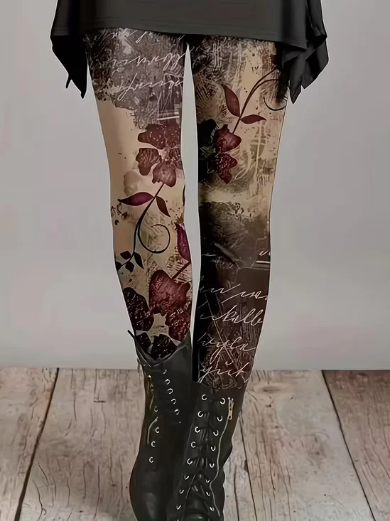 Printing Floral Casual Tight Leggings
