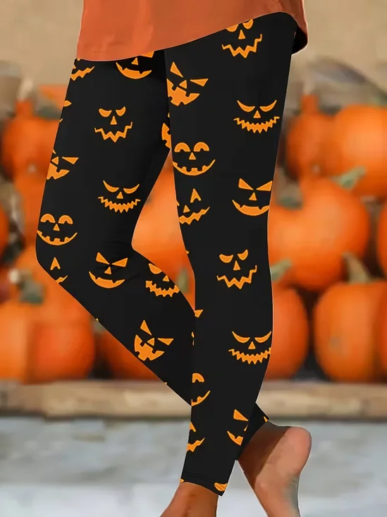 Printing Jersey Halloween Casual Leggings