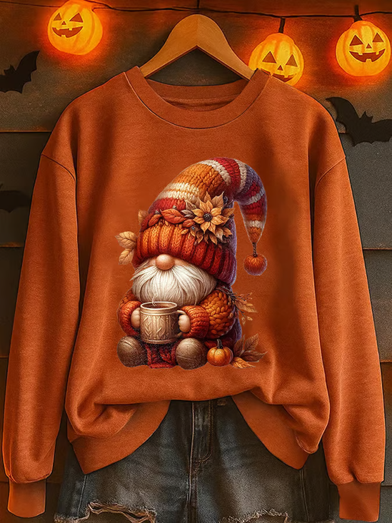 Women's Autumn Fall Print Casual Crew Neck Sweatshirt