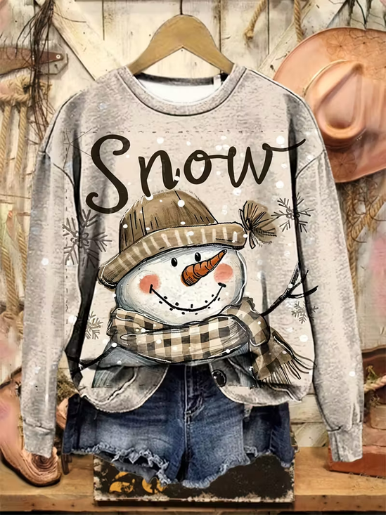 Casual Loose Printing Christmas Sweatshirt