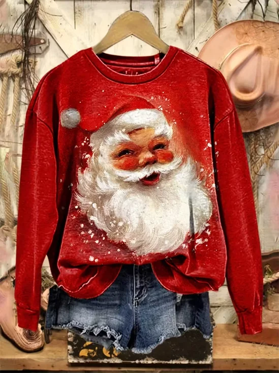 Printing Casual Christmas Crew Neck Sweatshirt