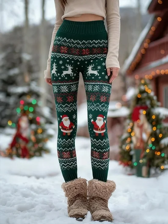 Women's Christmas Party Slim Fit Knitted Warm and Comfortable Leggings