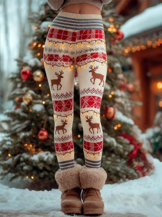 Women's Home Wear Christmas Party Slim Fit Knitted Warm And Comfortable Leggings