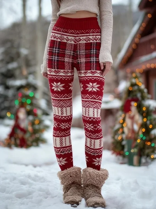 Women's Home Wear Christmas Party Slim Fit Knitted Warm And Comfortable Leggings