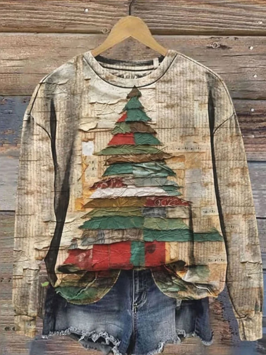 Printing Casual Christmas Sweatshirt