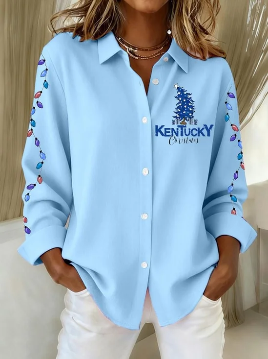 Loose Christmas Casual Shawl Collar Shirt